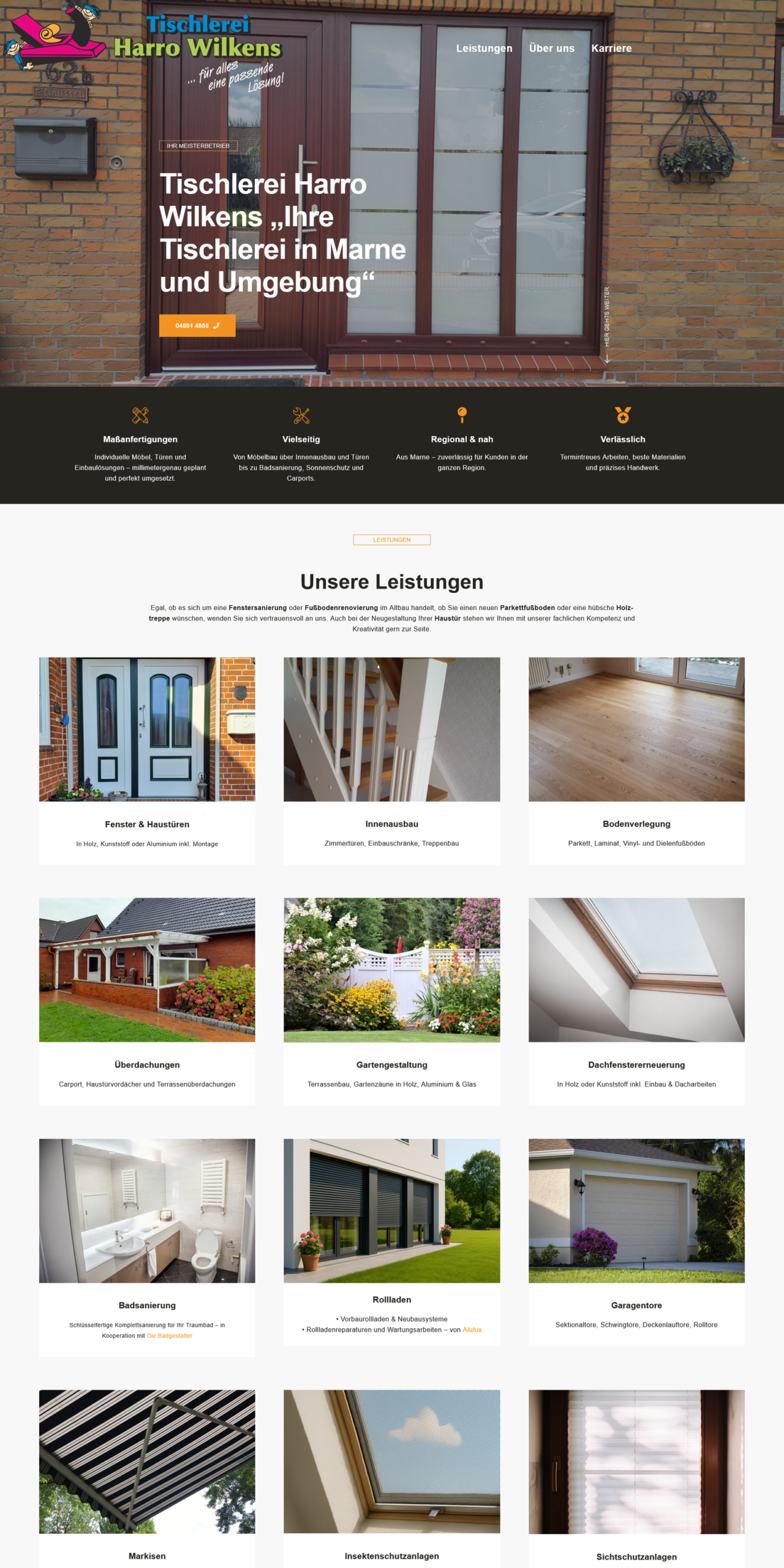 Webseite für Tischler