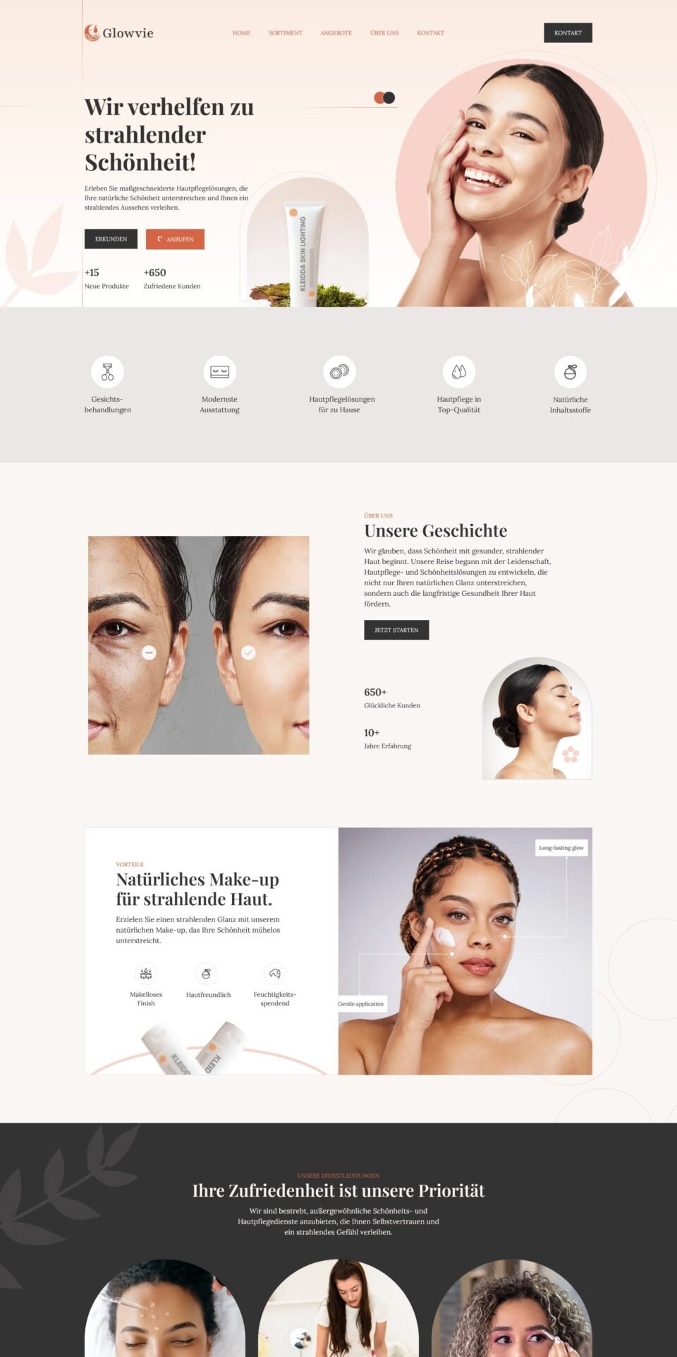 Webseite für Beauty Branche