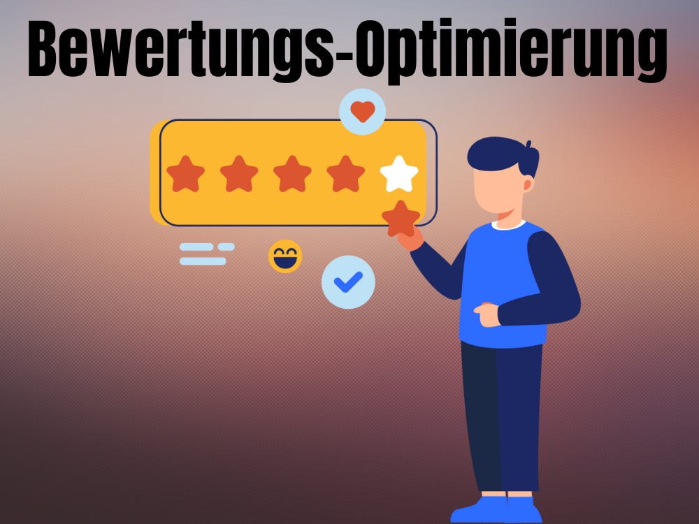 Illustration zu Bewertungsoptimierung mit einer Person, die eine weitere Gute Bewertung da lässt - digitales Marketing