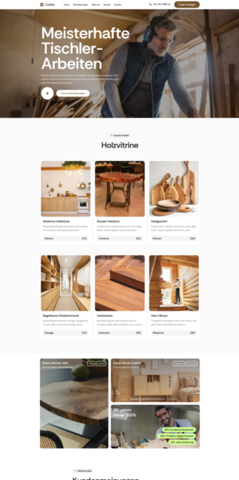 Website für einen Tischlerbetrieb aus Schleswig-Holstein, umgesetzt von Nord Elevate